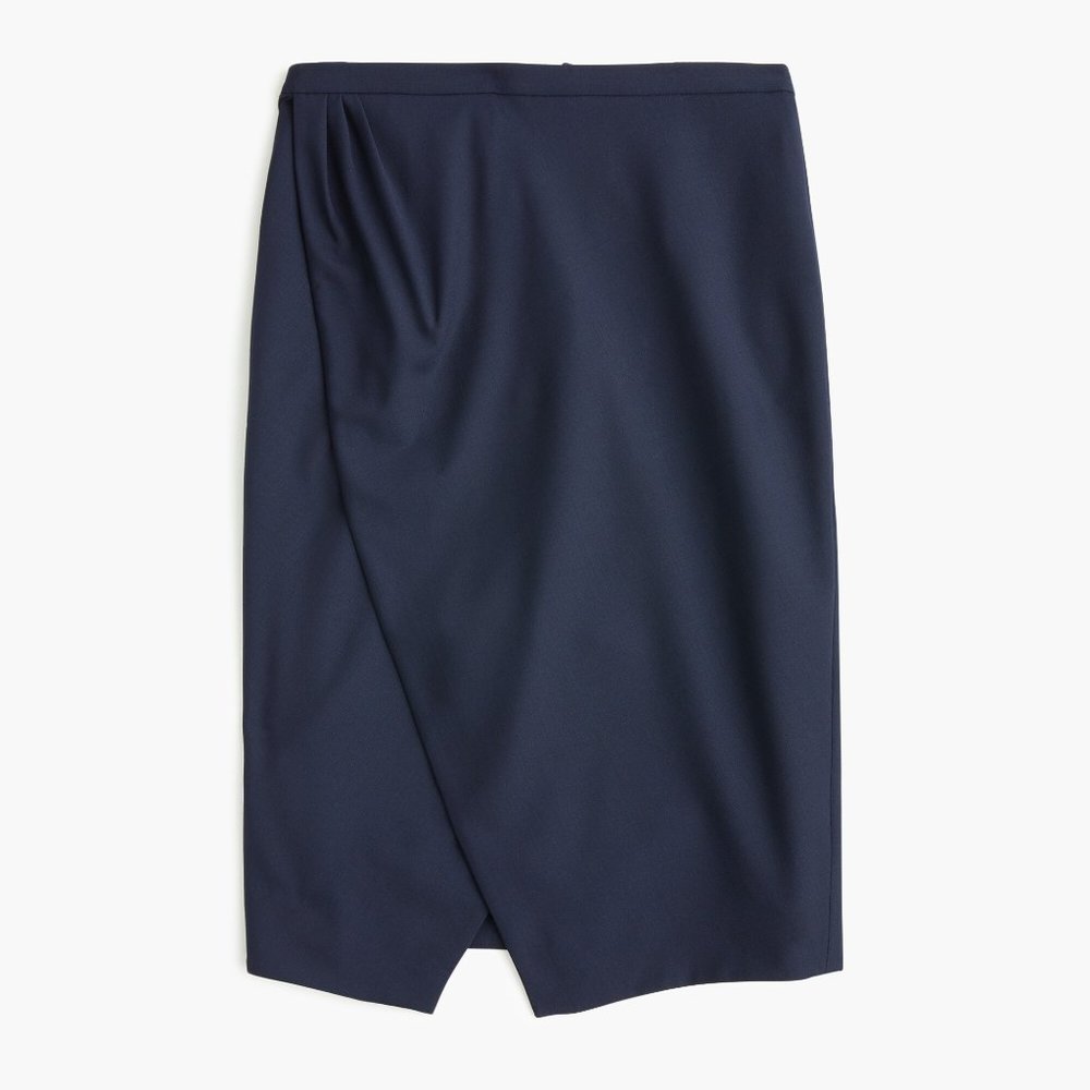 NWT J. Crew Asymmetrical Pencil Skirt in Navy Wool
